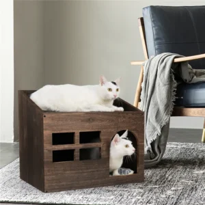 Durable Wooden Cat Cave Bed Furniture Kitten ...