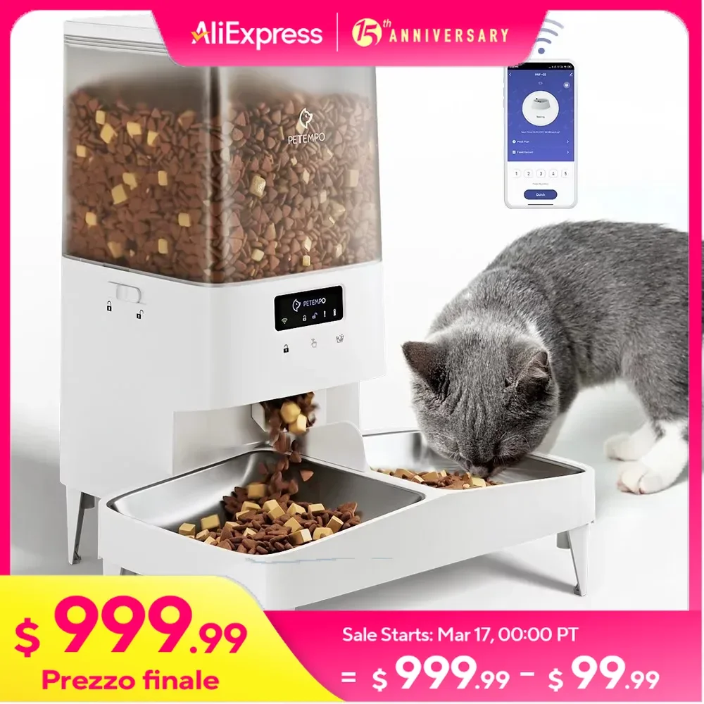 Automatic Feeders Programmable Automatic Cat and Dog Pet Feeder Holds 7.5 Pounds Water Drinker Dogs Dog Food Dispenser Feeding