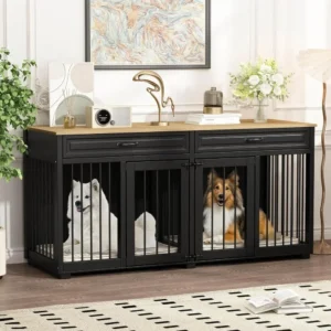 Dog Kennel Furniture, 64.6 Inch Heavy Duty Wo...