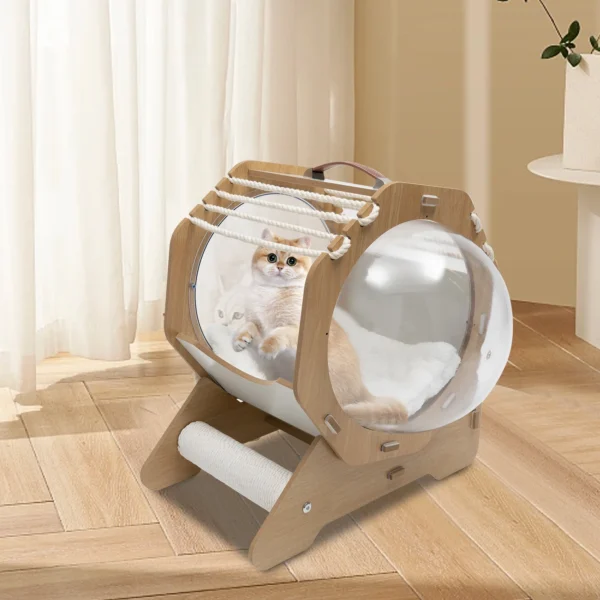 Cat Dog MDF Modern Pet Bed House Spaceship Sp...