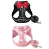 Bowknot Dog Cat Harness Leash Necktie Soft Ad...