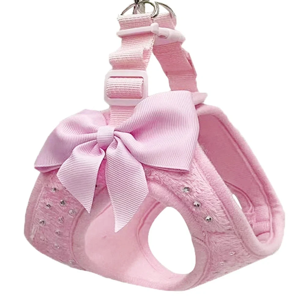 Bowknot Dog Cat Vest Harness Chest Rope Set Pets Harness and Leash Kit Adjustable Pet Harness for Small Dogs Outdoor Walking