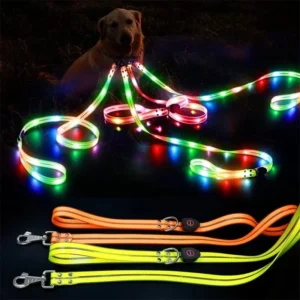 Led Light Up Dog Leash Walking Safety Glow in...