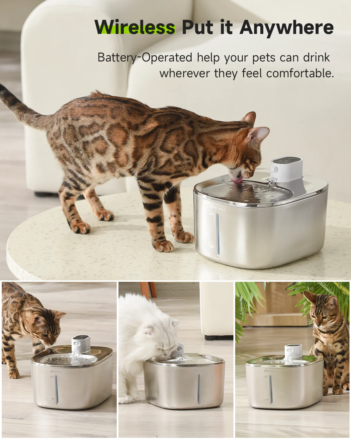 APETDOLA 4L Wireless Cat Water Fountain Auto Sensor Drinking Fountain For Cats Dog Drinker Pet Water Dispenser Accessories - Image 2