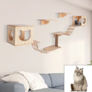 Wall-Mounted Cat Tree Climbing Furniture Set ...