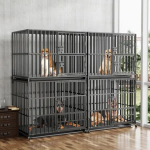 Oversized Stackable Dog Crate Heavy Duty Doub...