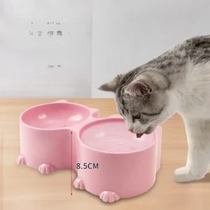Pet Water And Food Bowl Set Cat Design Tall C...