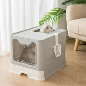 Front Entry Top Exit Cat Litter Tray Box with...