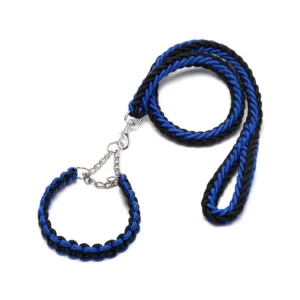 Black Braided Dog Rope Leash Durable Nylon Co...