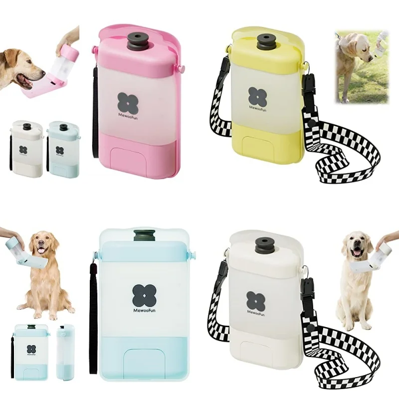 Mewoofun Portable Dog Water Bottle Foldable Dog Drinking BottleLeak Proof Water Bottle for Dogs and Cats with Strap 400ml
