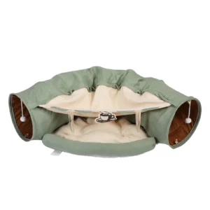 Cat’s Telescopic Tunnel Cushioned Bed Pet N...