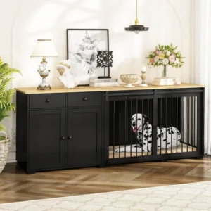 Large Dog Crate Funiture with Drawers, 78.7&#...