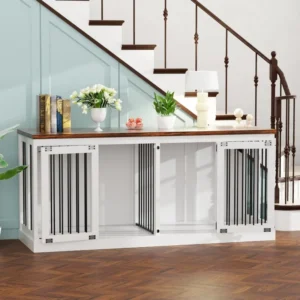 71” Dog Crate Furniture for 2 Dogs, Woo...