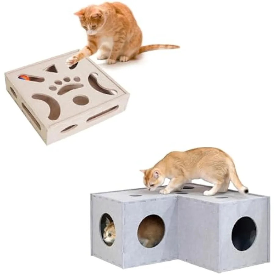 PETKARAY Cat Felt Toy and Cat Felt Tunnel