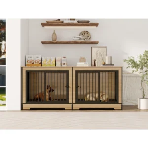 Dog Crate Furniture with Two Combined Rooms, ...
