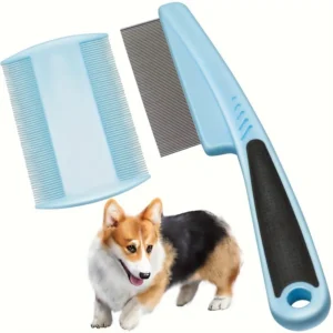 2-Piece Stainless Steel Dog Tick Comb, Fine T...