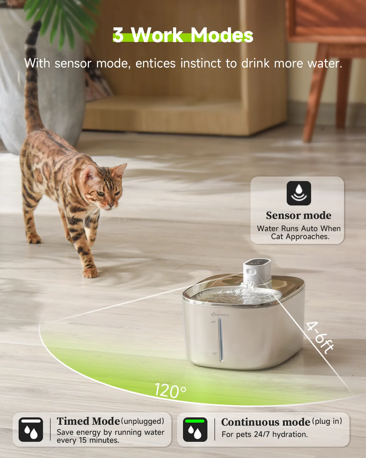 APETDOLA 4L Wireless Cat Water Fountain Auto Sensor Drinking Fountain For Cats Dog Drinker Pet Water Dispenser Accessories - Image 3
